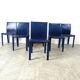 Vintage blue leather dining chairs by Arper Italy, 1980s