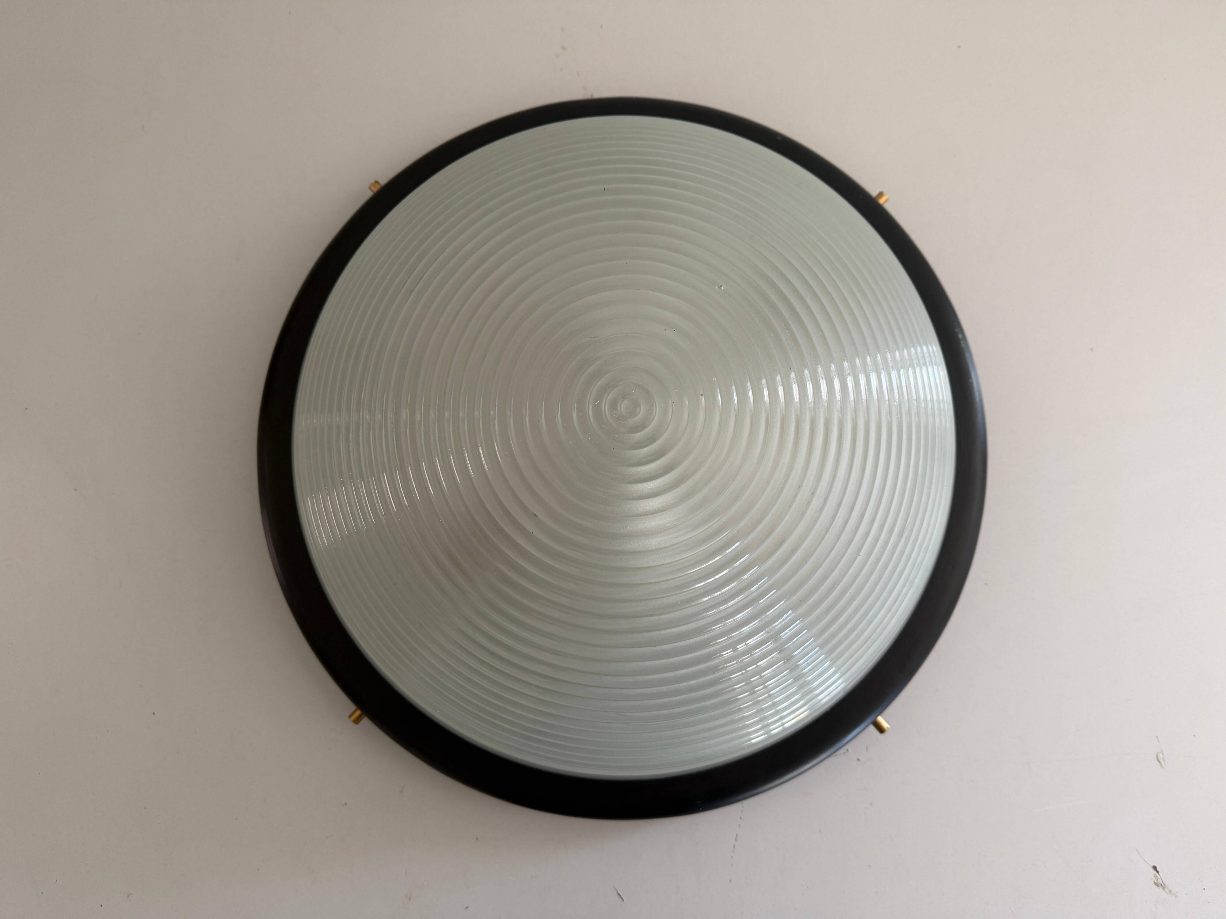 Plafonnier fonte et verre du milieu du siècle, 1960, Italie