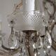 Mid-Century Brass Glass & Crystal Maria Theresa Style 8 Arm Chandelier 5446
