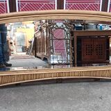 Vintage bamboo and cane wall mirror, beveled glass