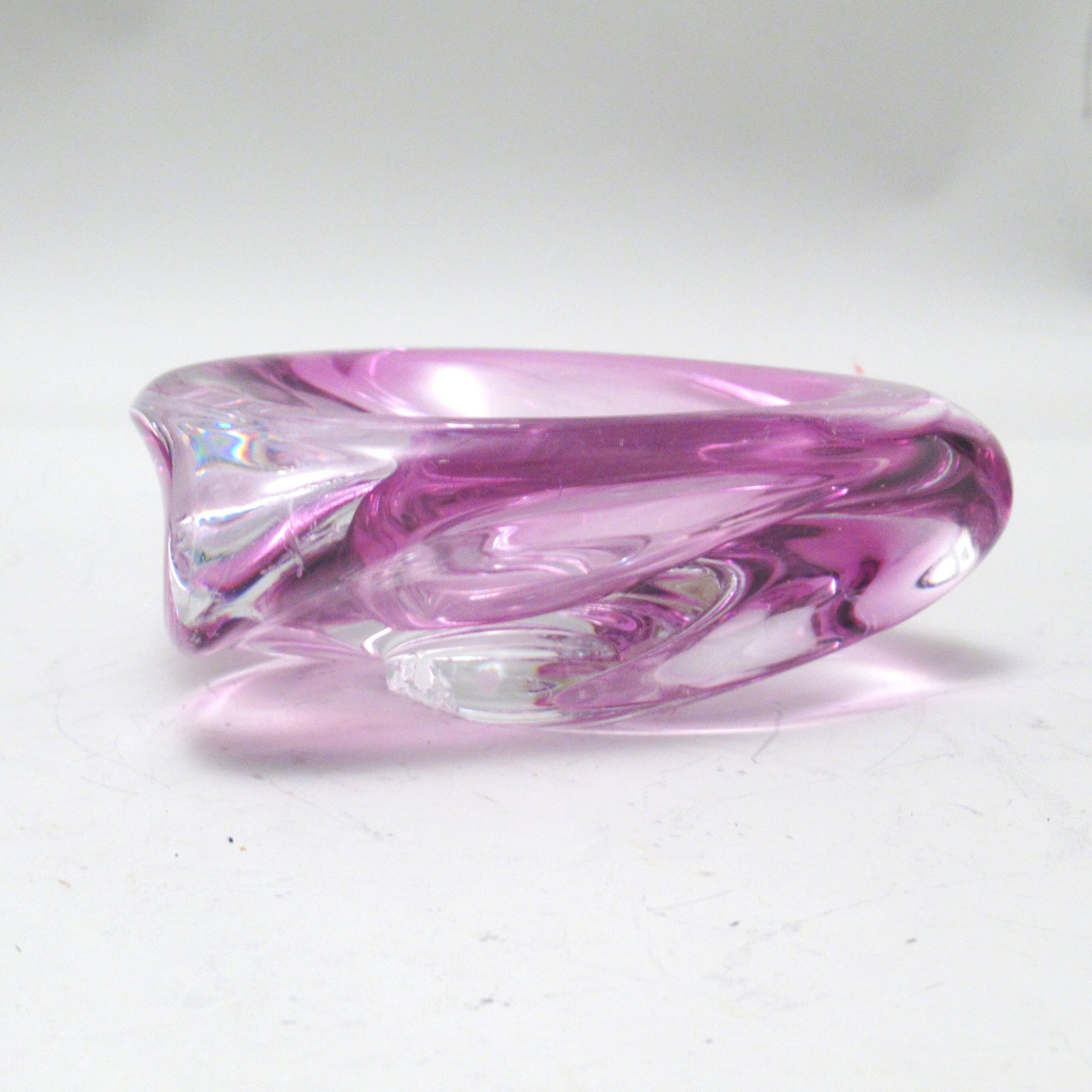 Pink glass vide poche Val St Lambert 1960s