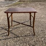 Wooden and wicker table
