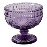 Bol sur pied en verre pressé améthyste violet Godinger – Vintage USA années 2000