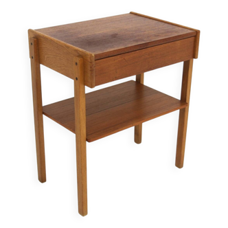 Table de chevet scandinave en teck et en chêne, Suède, 1960