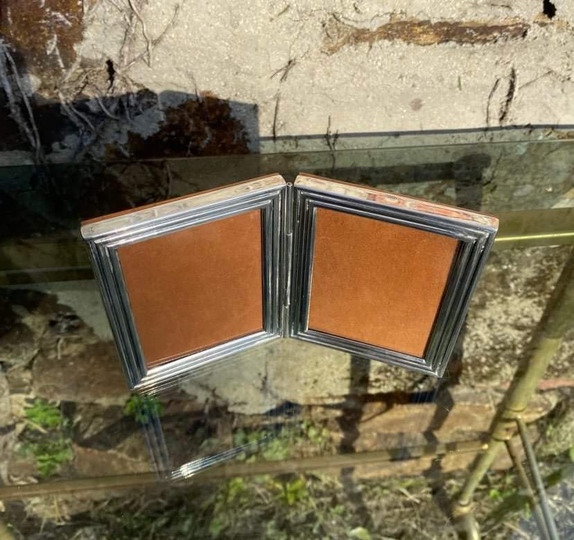 Photo doors in silver metal Alpaca with two old shutters