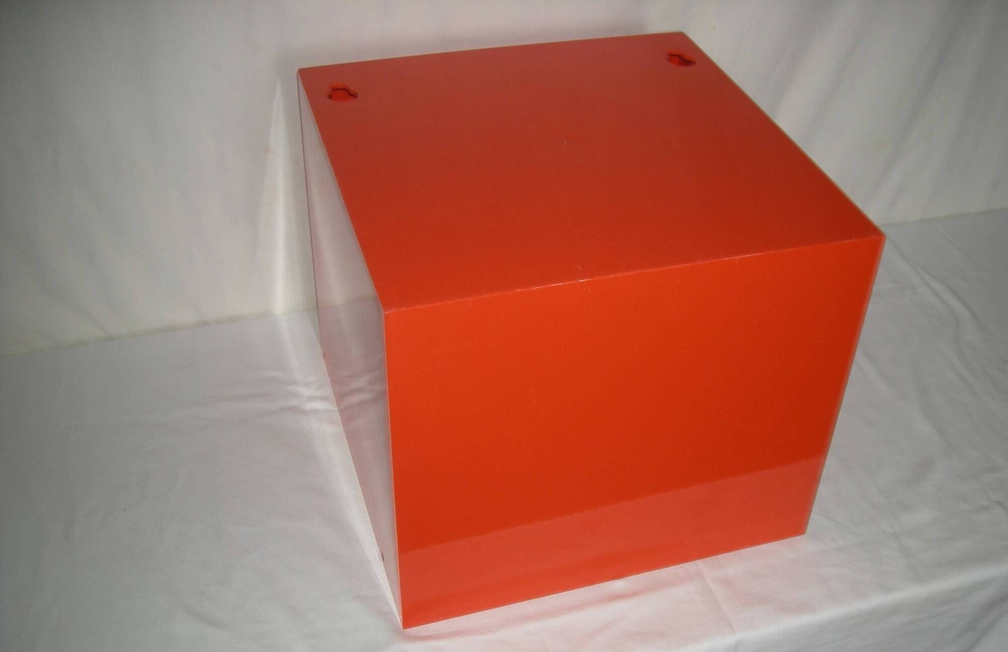 Orange cubic shelf from the 1970s.