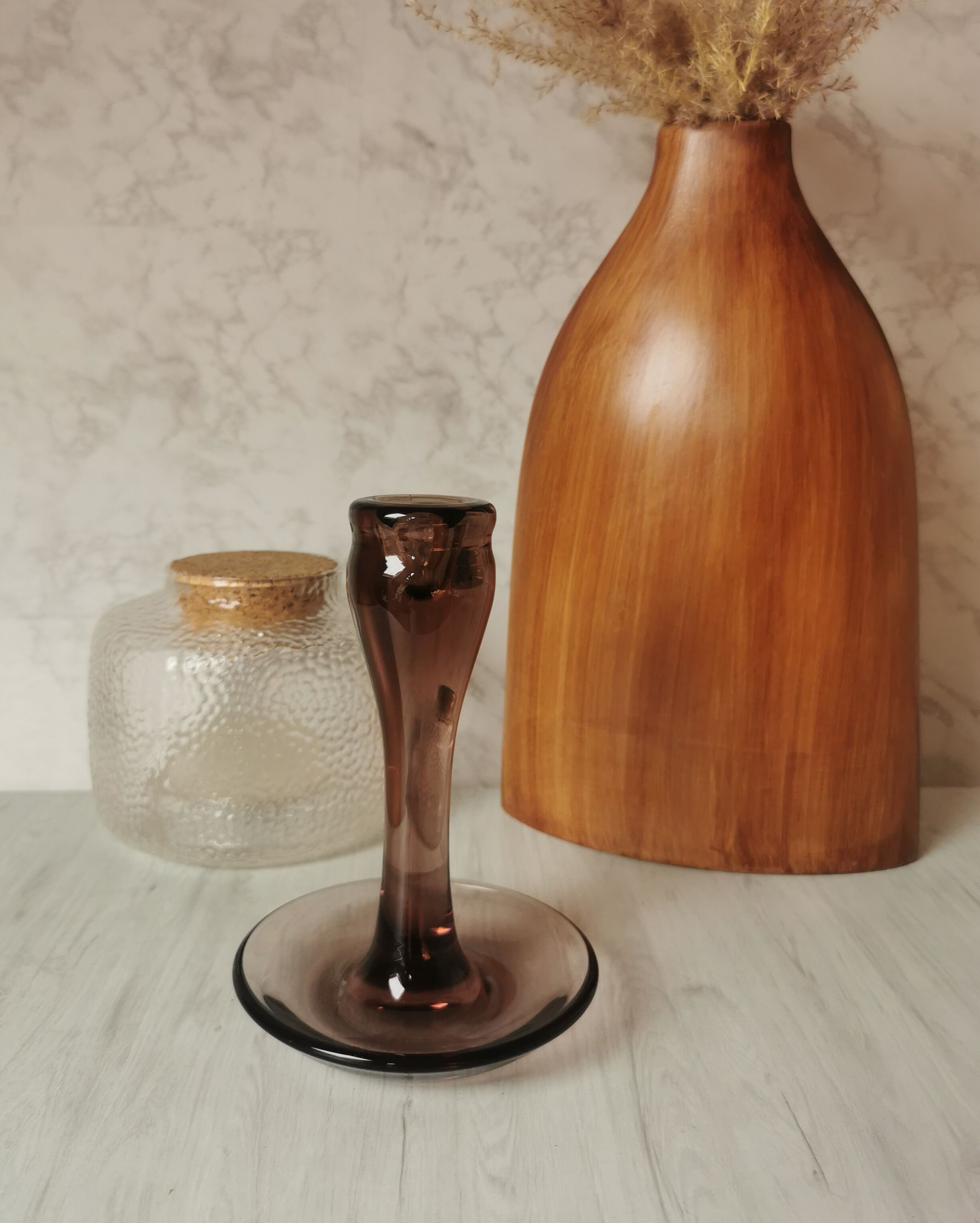 Bougeoir verre fumé