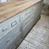 XXL walnut trade counter with multiple drawers