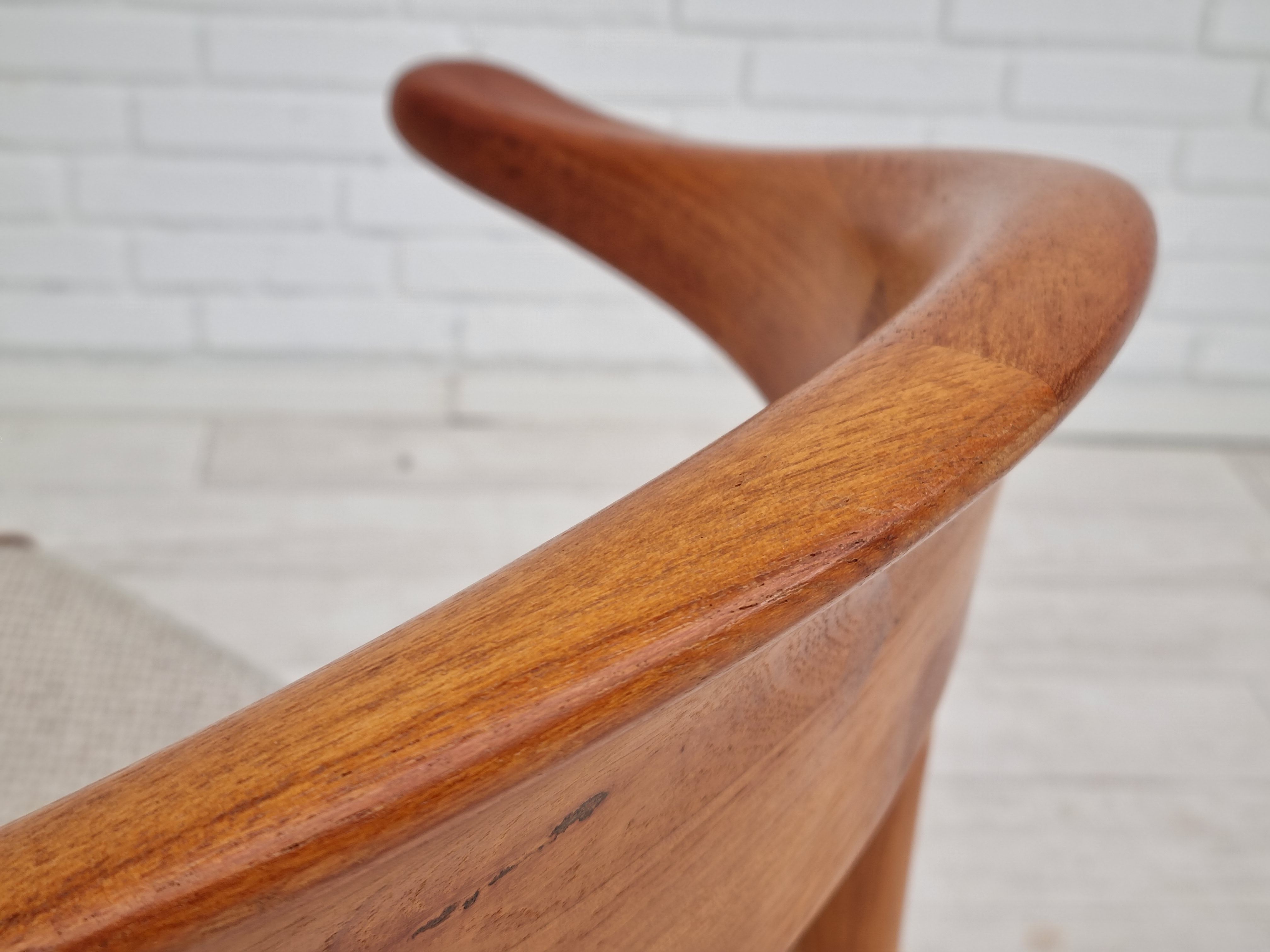 1960s, Danish design, armchair, teak wood, wool, original very good condition