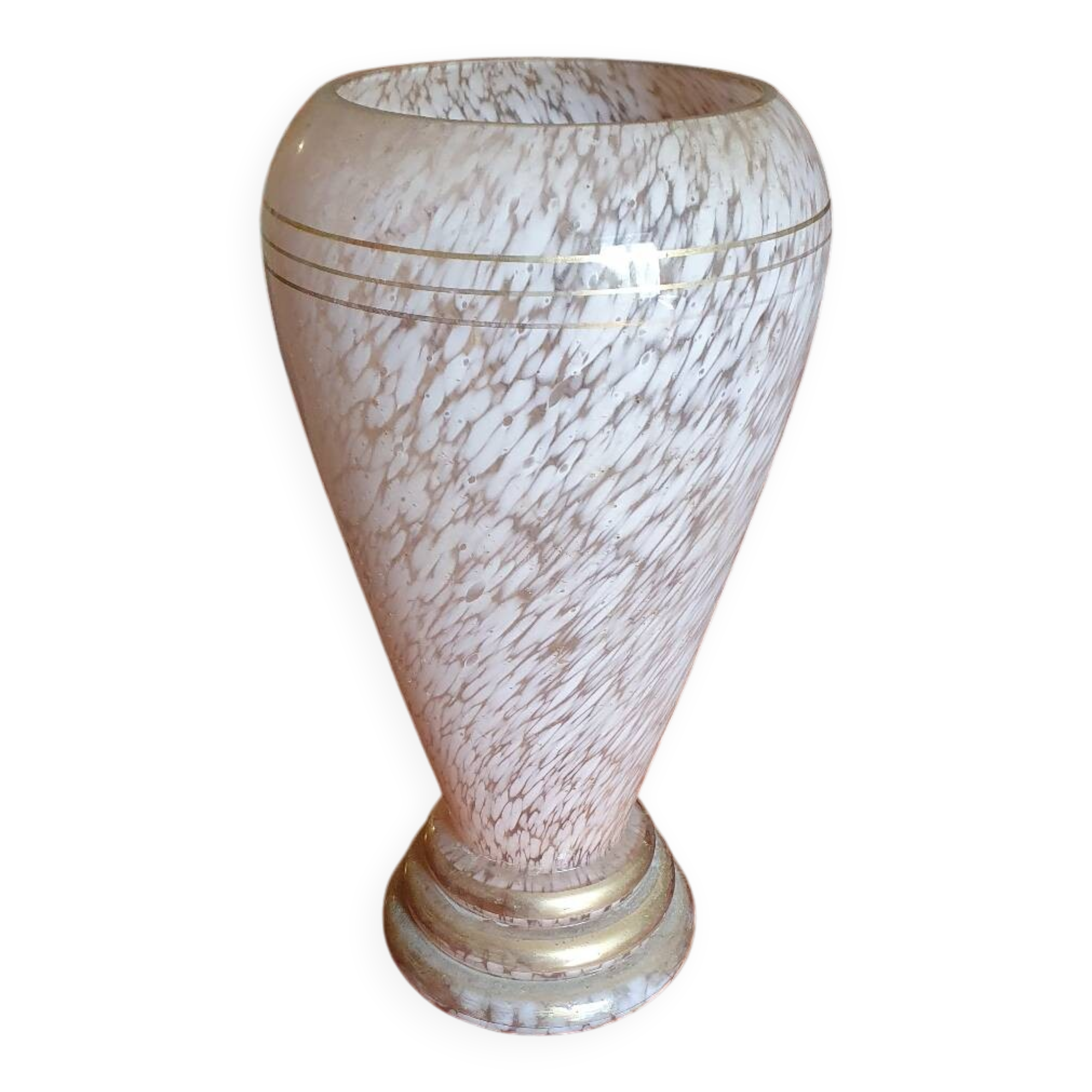 Pink and gold blown glass vase