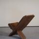 Chaise pliante palaver tribale africaine rustique sculptée à la main, Wabi Sabi, années 1970