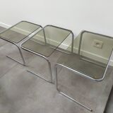 Chrome and Smoked Glass Nesting Tables