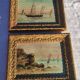 2 old paintings - oil on wood - theme: marine