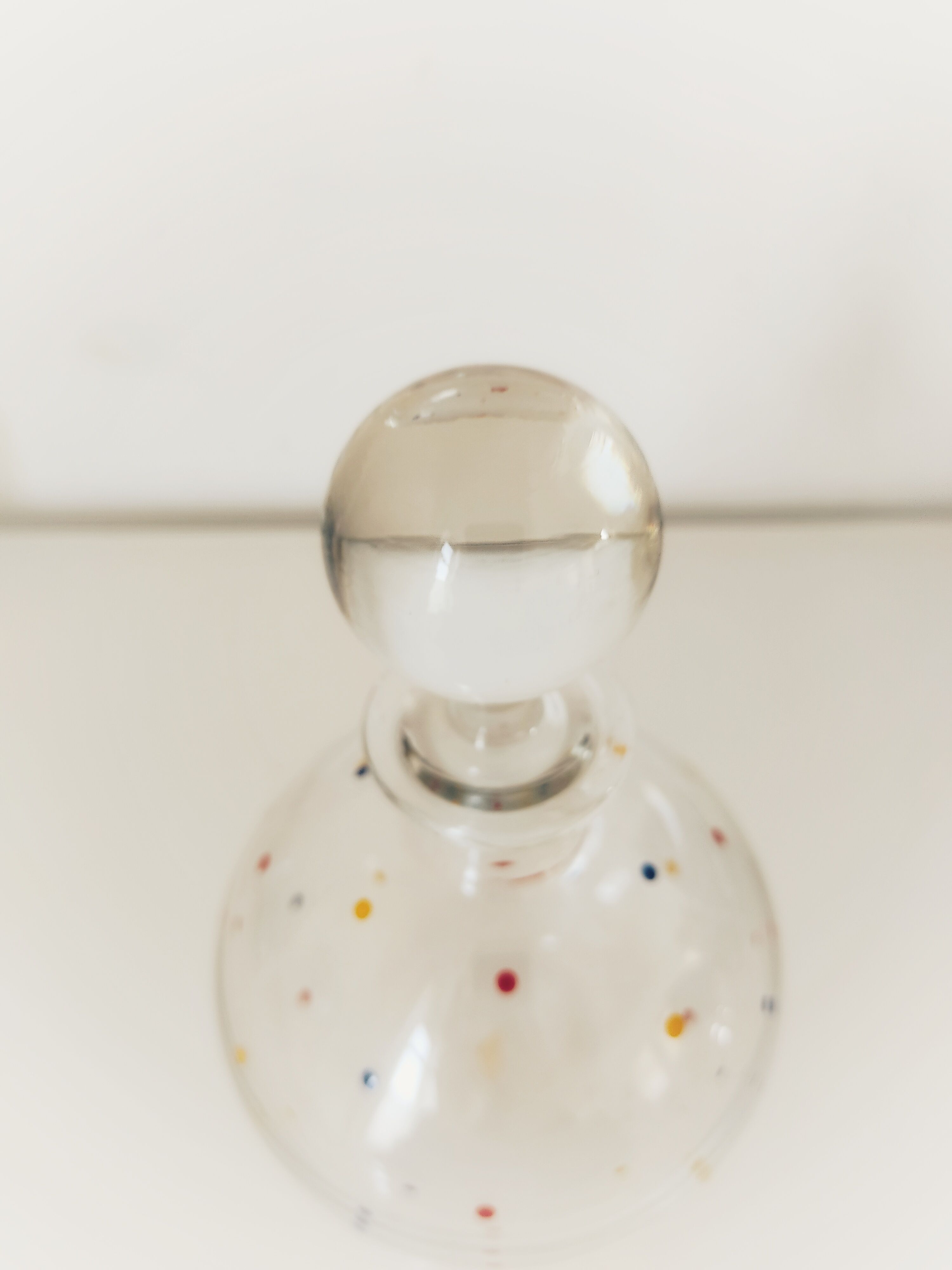 Crystal decanter with colored enamel dots