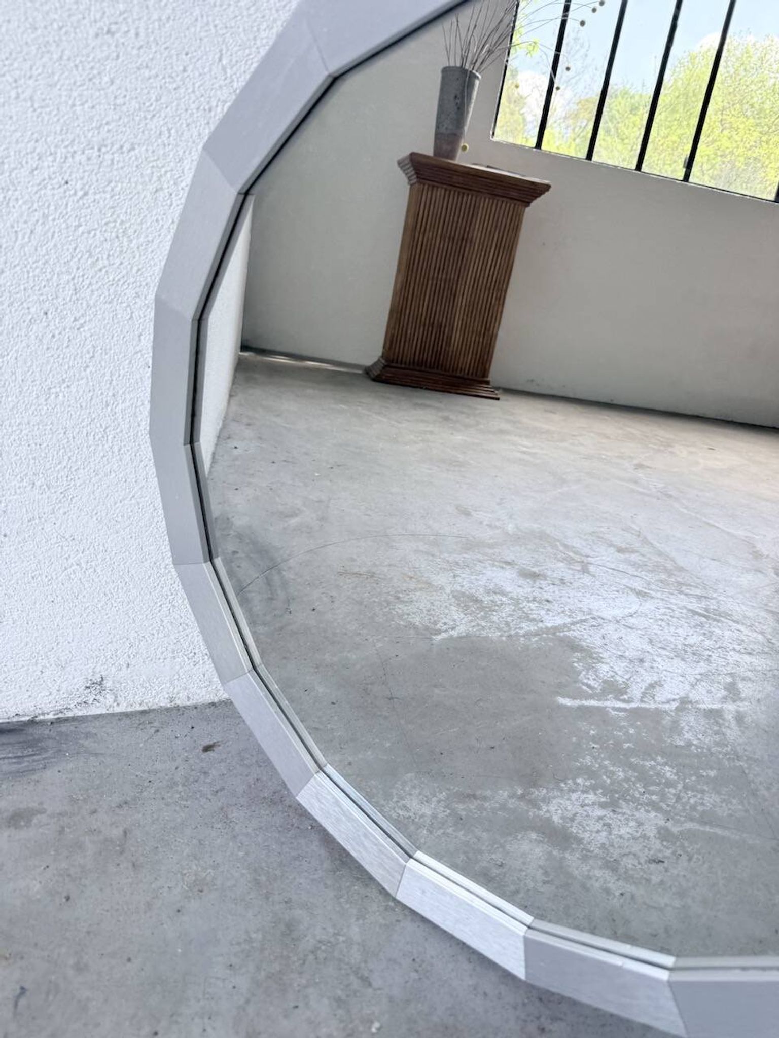 Miroir hexagonal métal brossé 1970