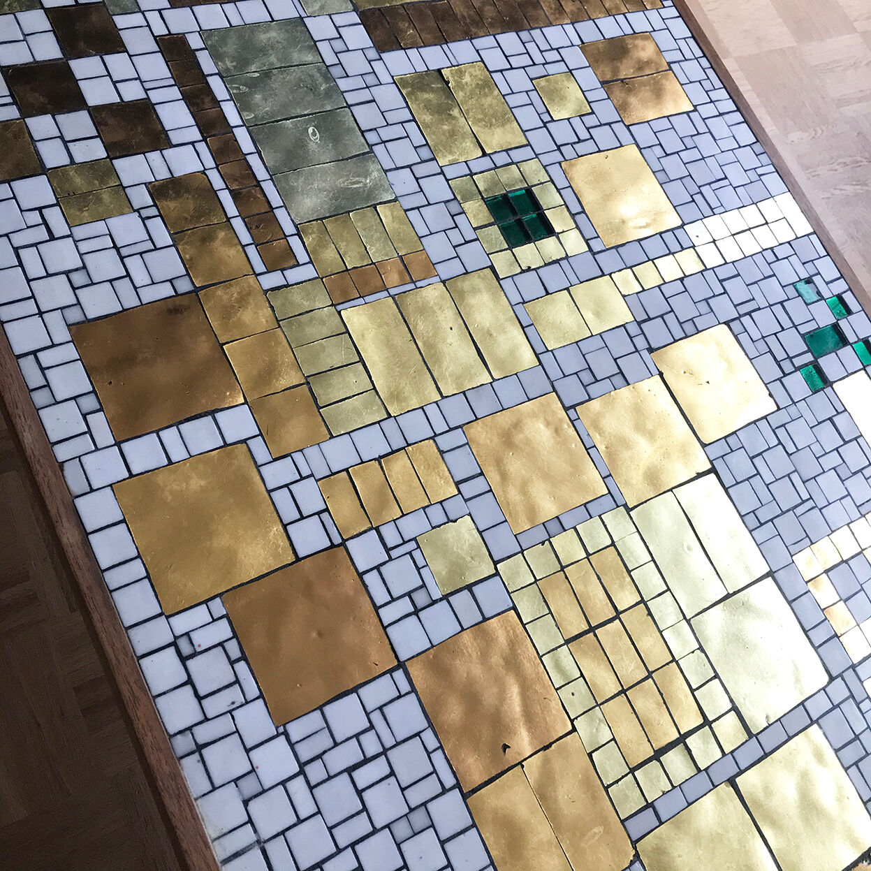 Mid-century rectangular glass mosaic coffee table by Berthold Müller for Oerlinghausen