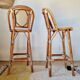 Vintage Gaty bar stools in two-tone rattan and caning.