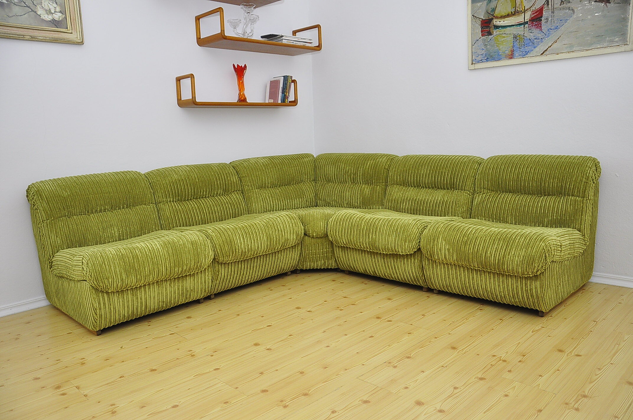 Mid-century corduroy modular sofa, 70s