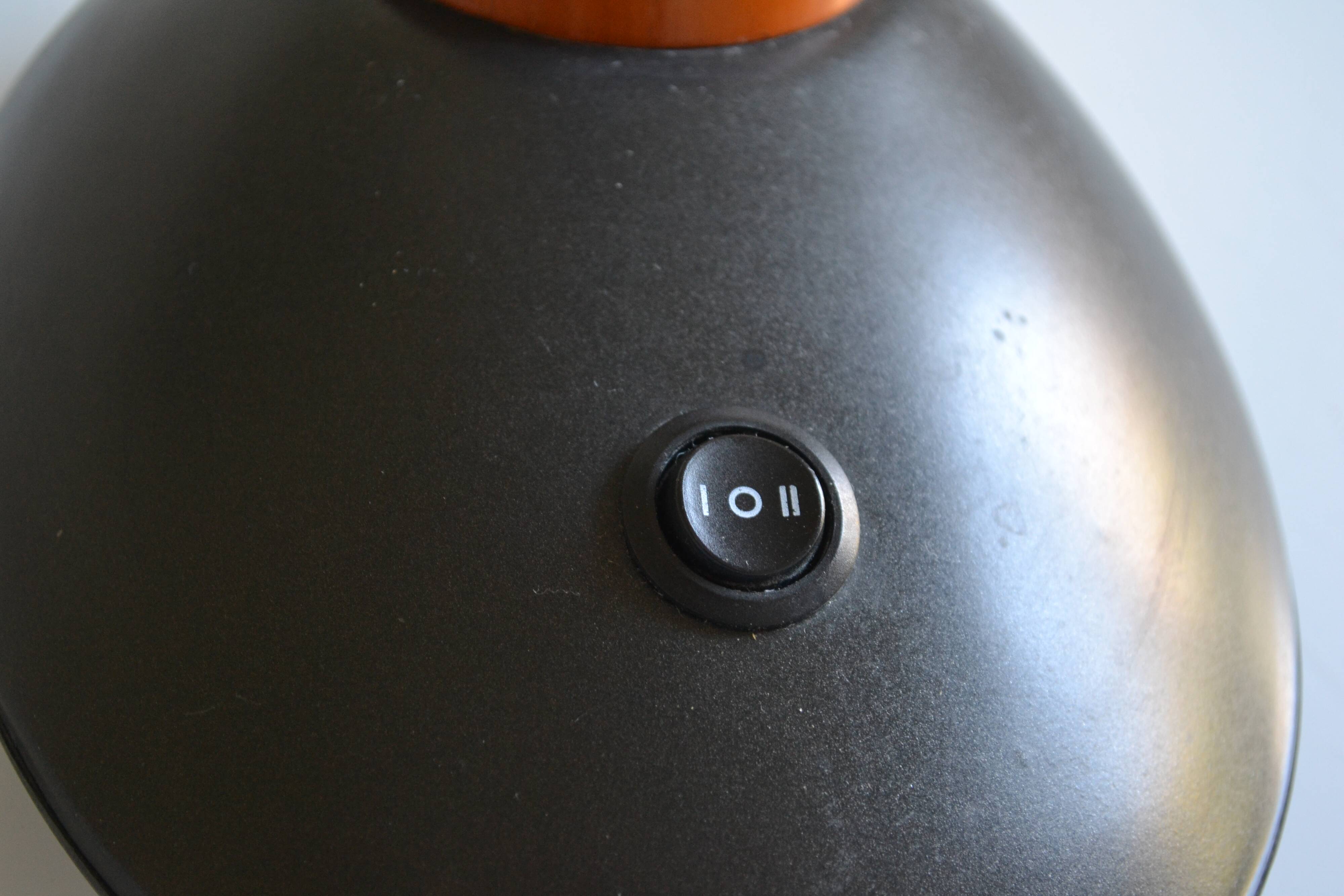 Vintage postmodernist metal and wood table lamp from the 1980s