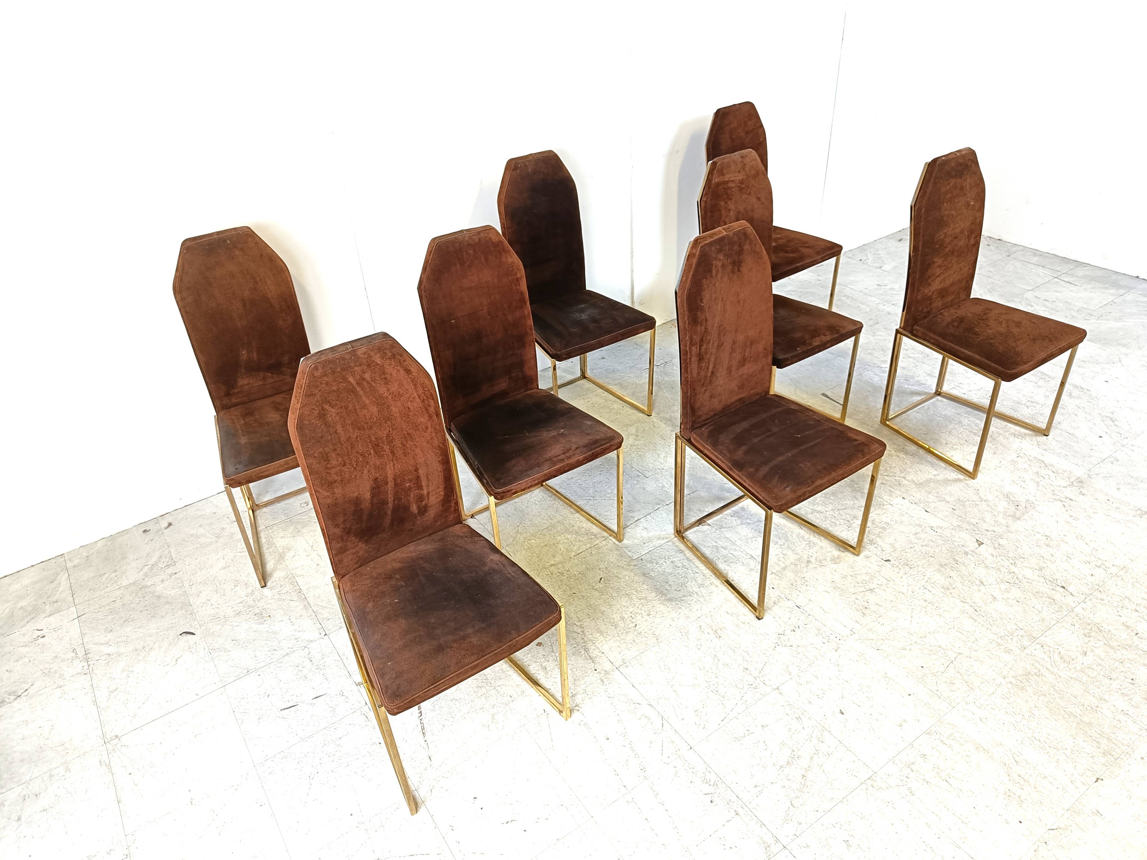 Vintage brass dining chairs by Belgo chrom, 1970s