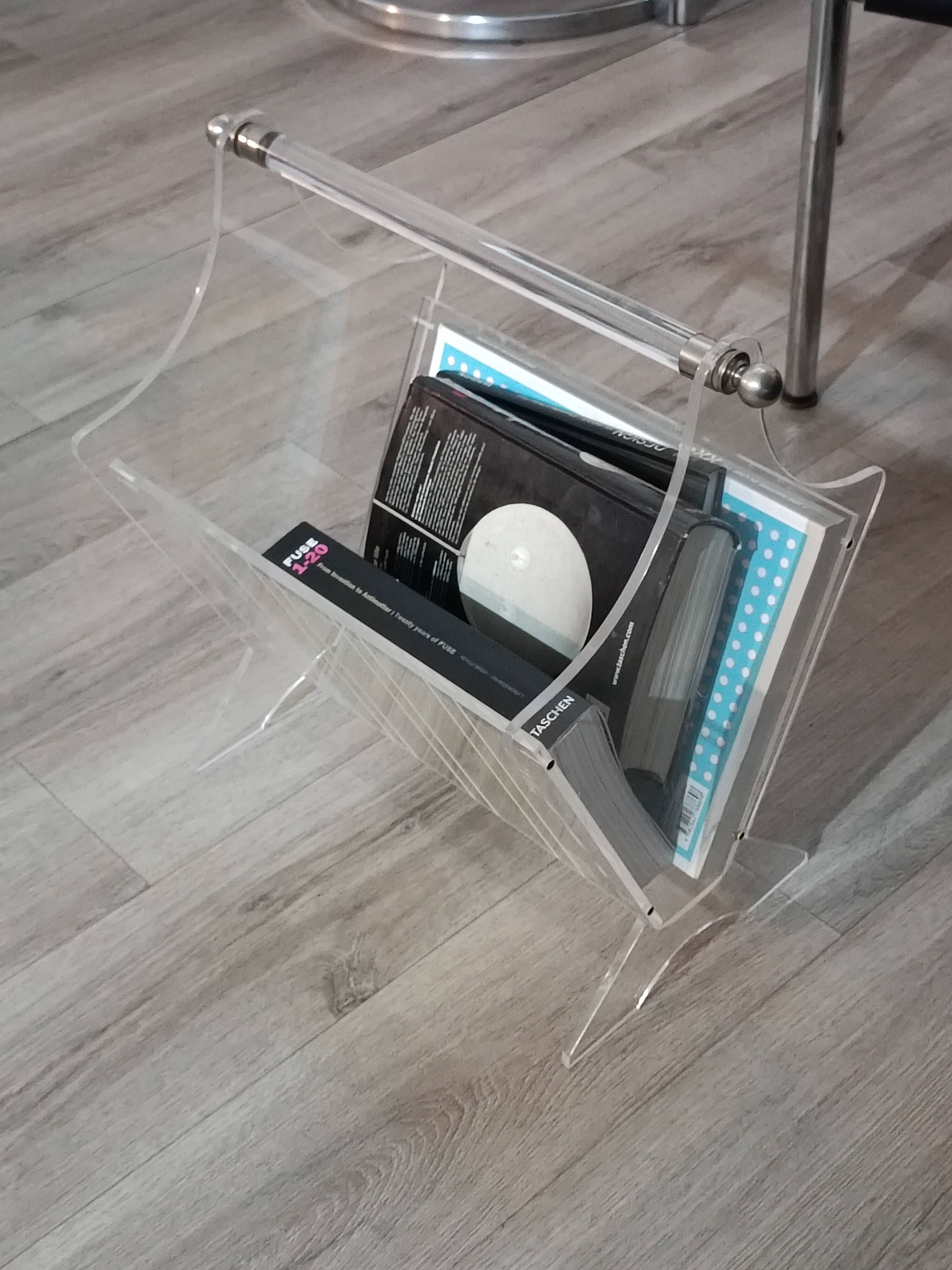 Vintage plexiglass magazine rack France 1980s