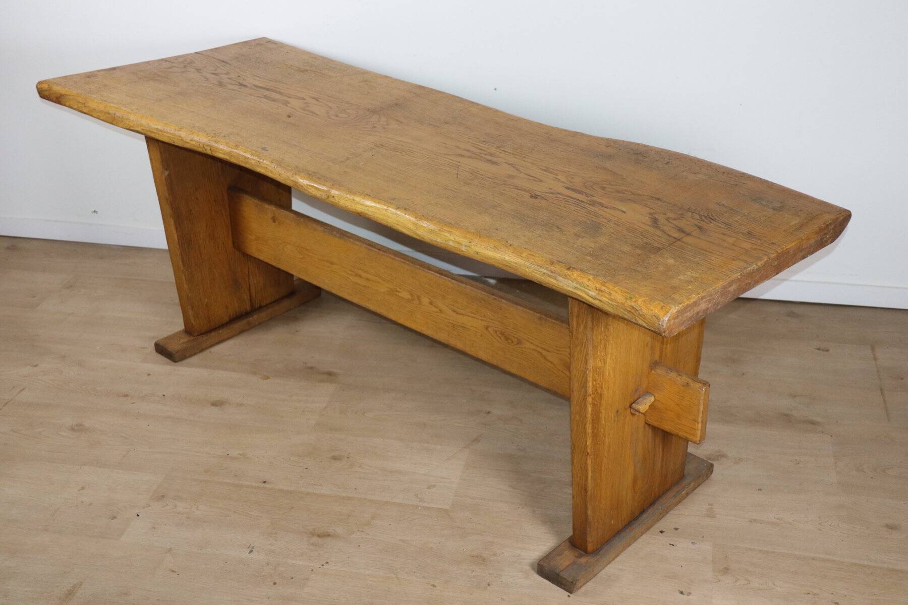 Brutalist solid wood dining table - 1950s/60s