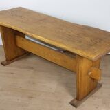 Brutalist solid wood dining table - 1950s/60s