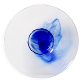 Bol en verre artistique vintage Bormioli Rocco : centre de table en tourbillon bleu cobalt