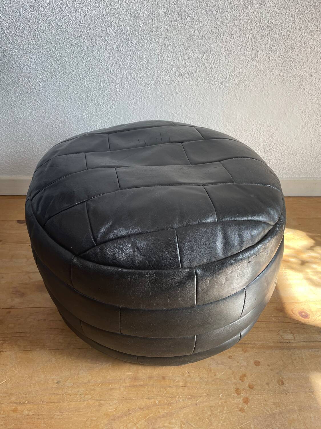 Pouf / Footrest black patchwork leather De Sede