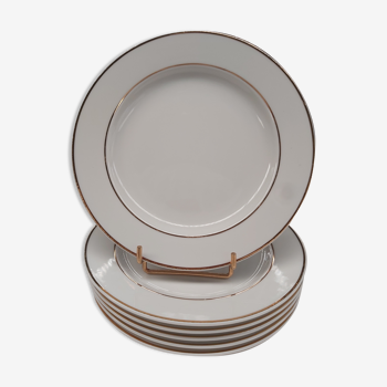 6 dessert plates gilded porcelain edges