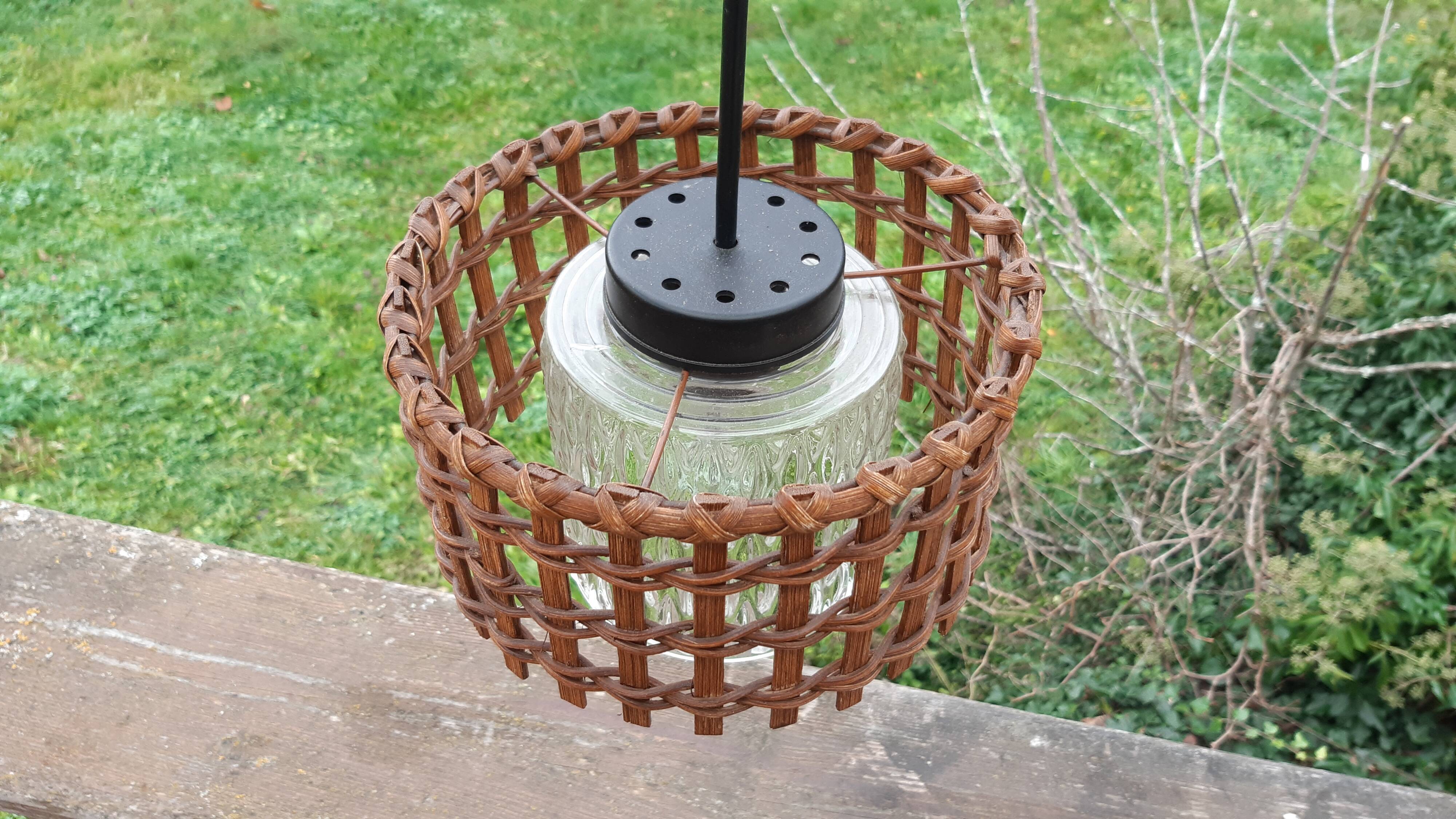 Chiseled glass and wicker suspension 1970
