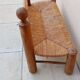 Banc vintage bois et paille esprit perriand année 50