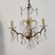 Small chandelier cage with pendants and brass frame louis XV style