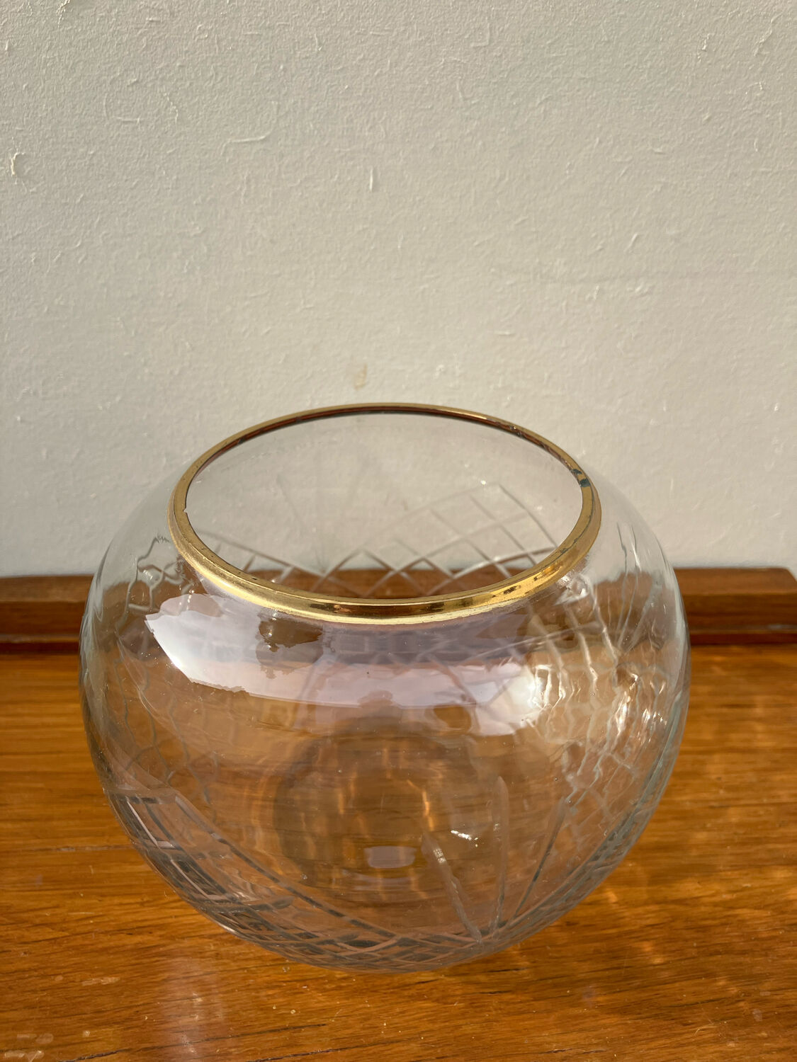 Chiseled glass ball vase