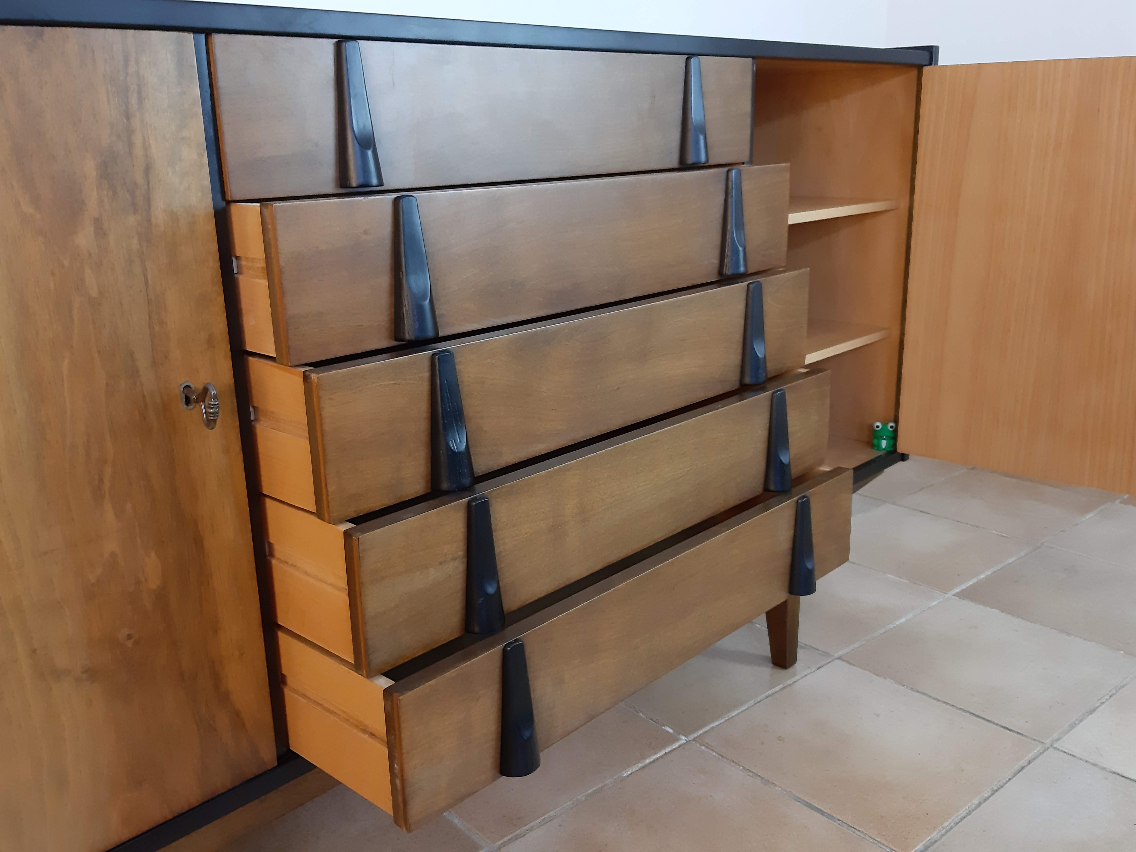 Walnut row renovated by Rajmund Teofil Halas Vintage Polish 1968