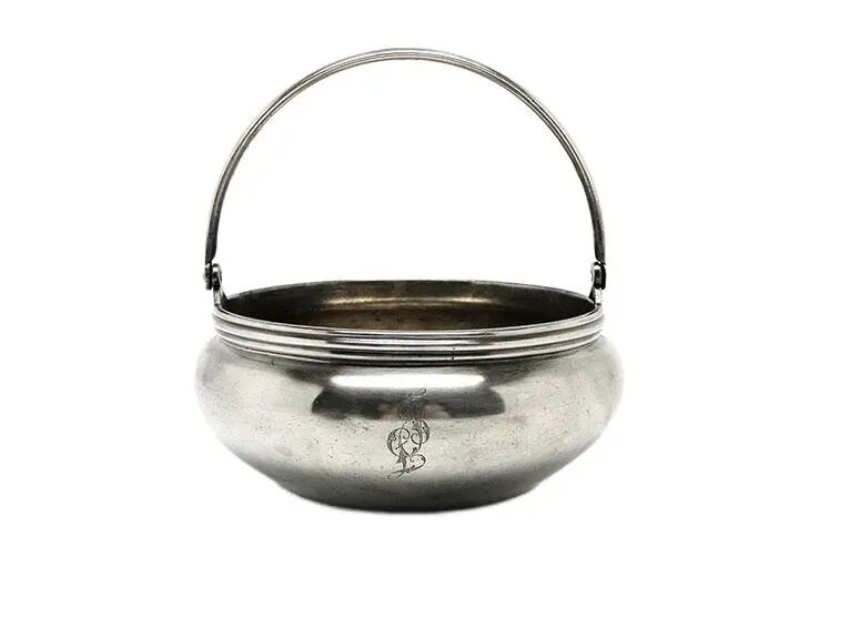 Basket sugar bowl, silver-plated brass, Germany, 1920s