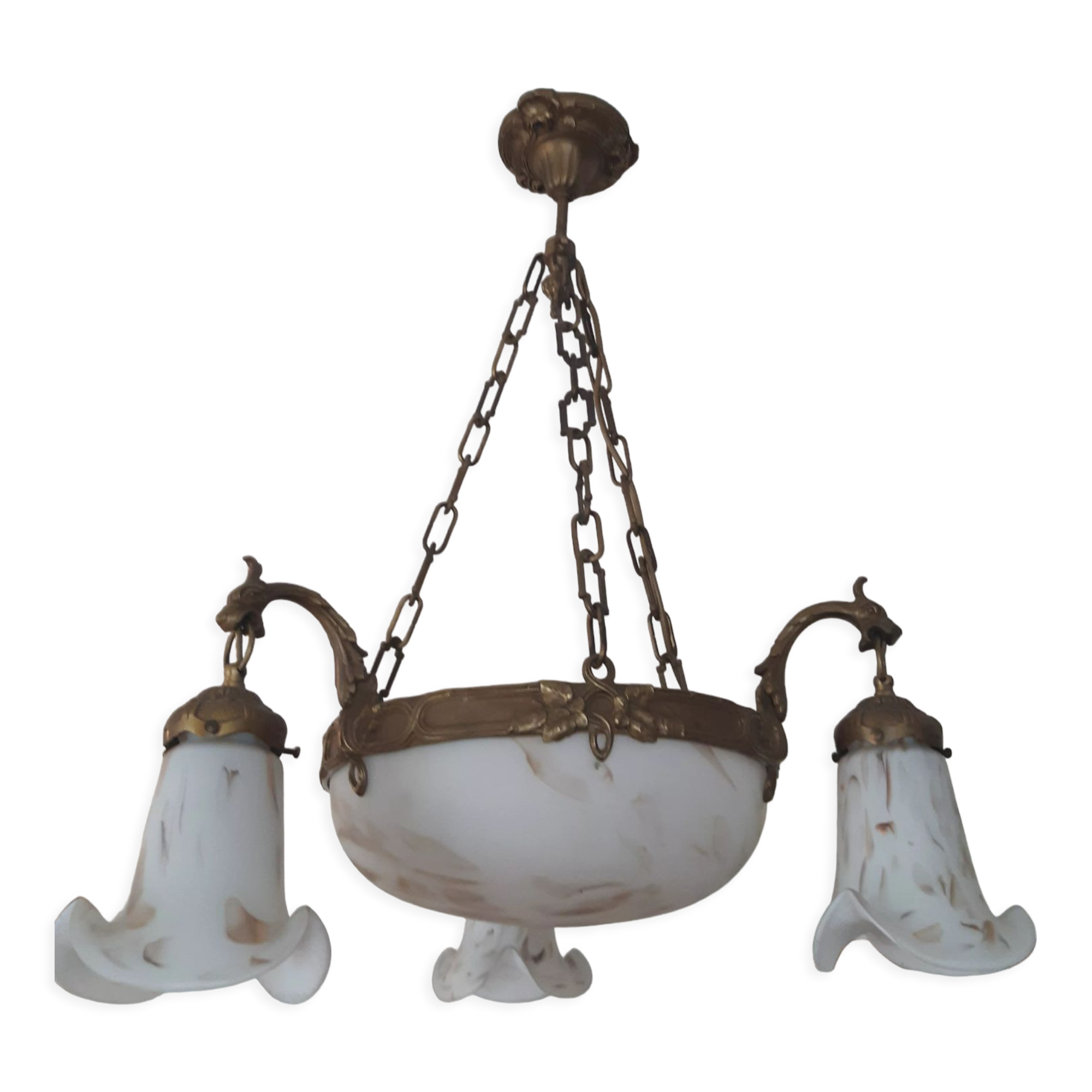 Bronze chandelier and glass paste