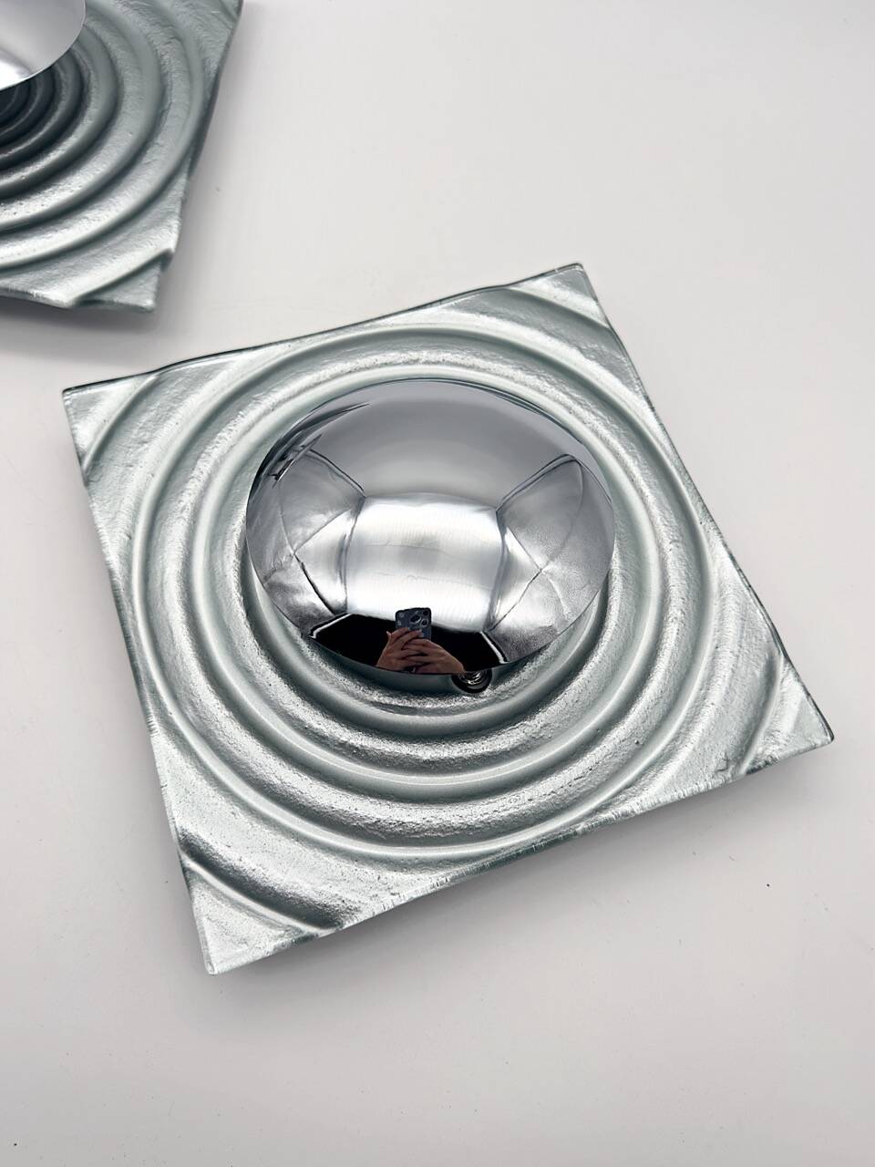 Set of 2 vintage 1990s Paul Neuhaus silver wall sconces