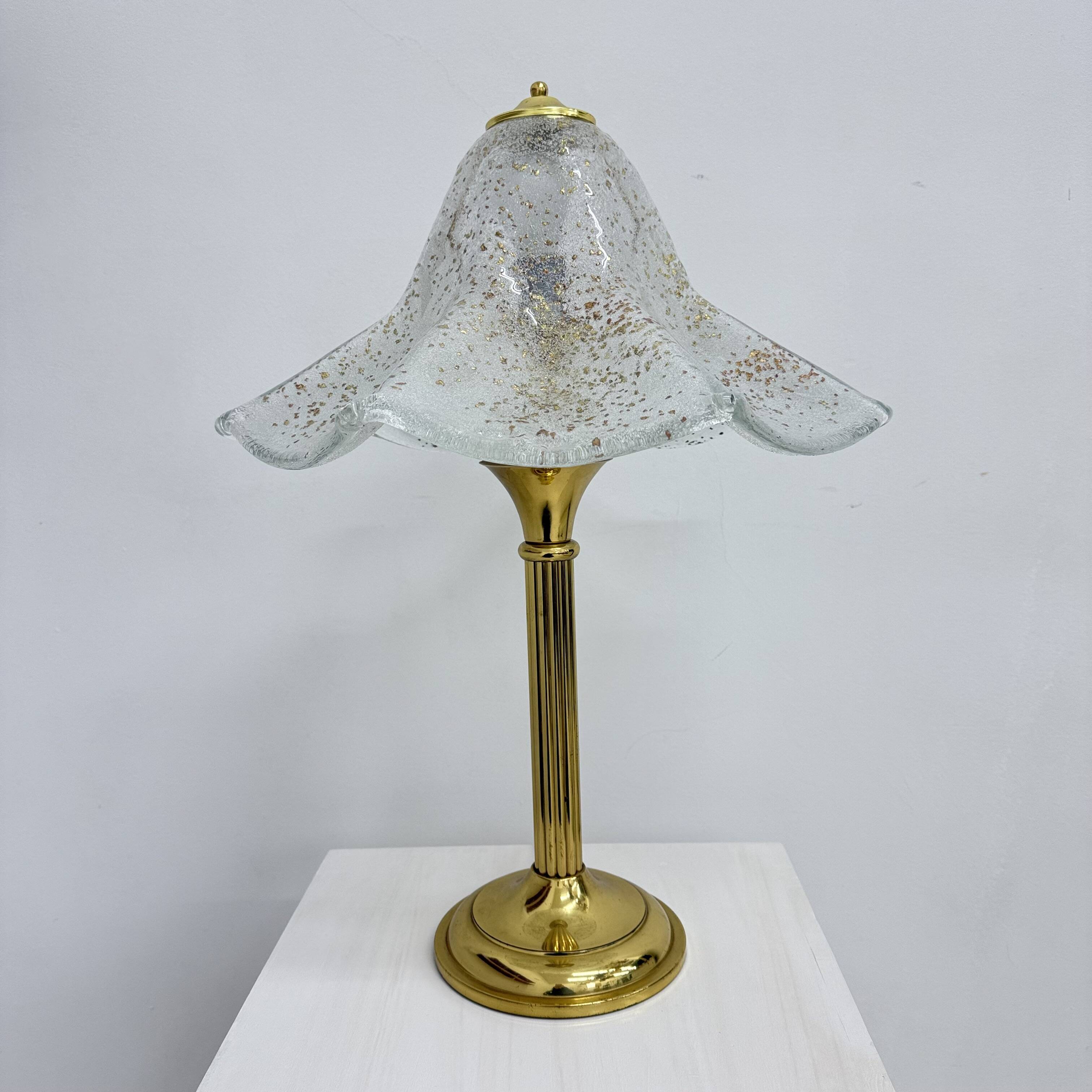 Mid century glass table lamp , 1970s
