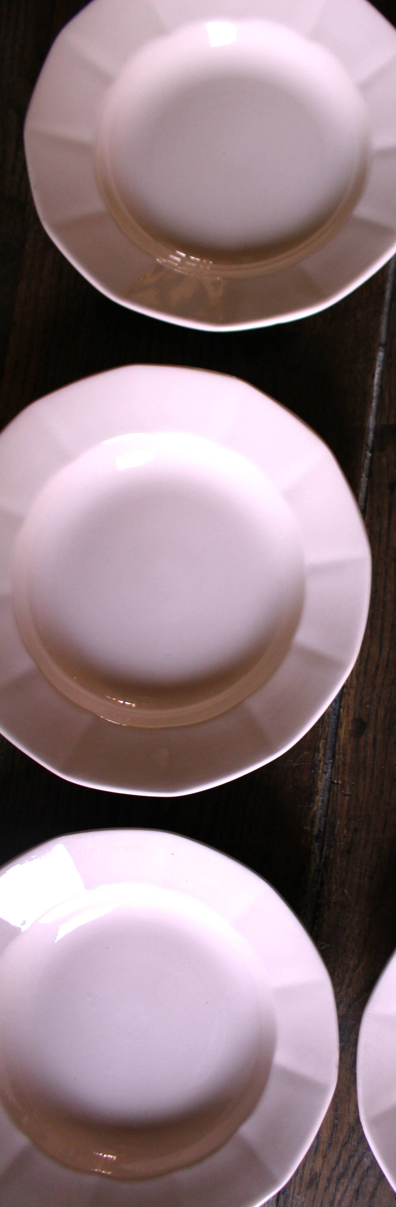 5 assiettes creuses rose Digoin Sarreguemines