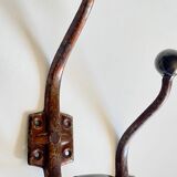 Set of 3 vintage patinated metal coat hooks