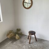 50s tripod oak stool
