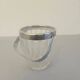 Small transparent crystal ice bucket Demeyere with stainless steel handle.