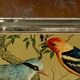 Large metal box - lithograph signed M. Beaudet - bird decoration