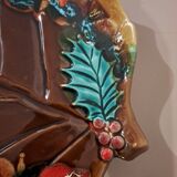 Vallauris glazed ceramic cheese board – leaf decor