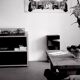 large black and white artworks / photo collage (160x50) bed