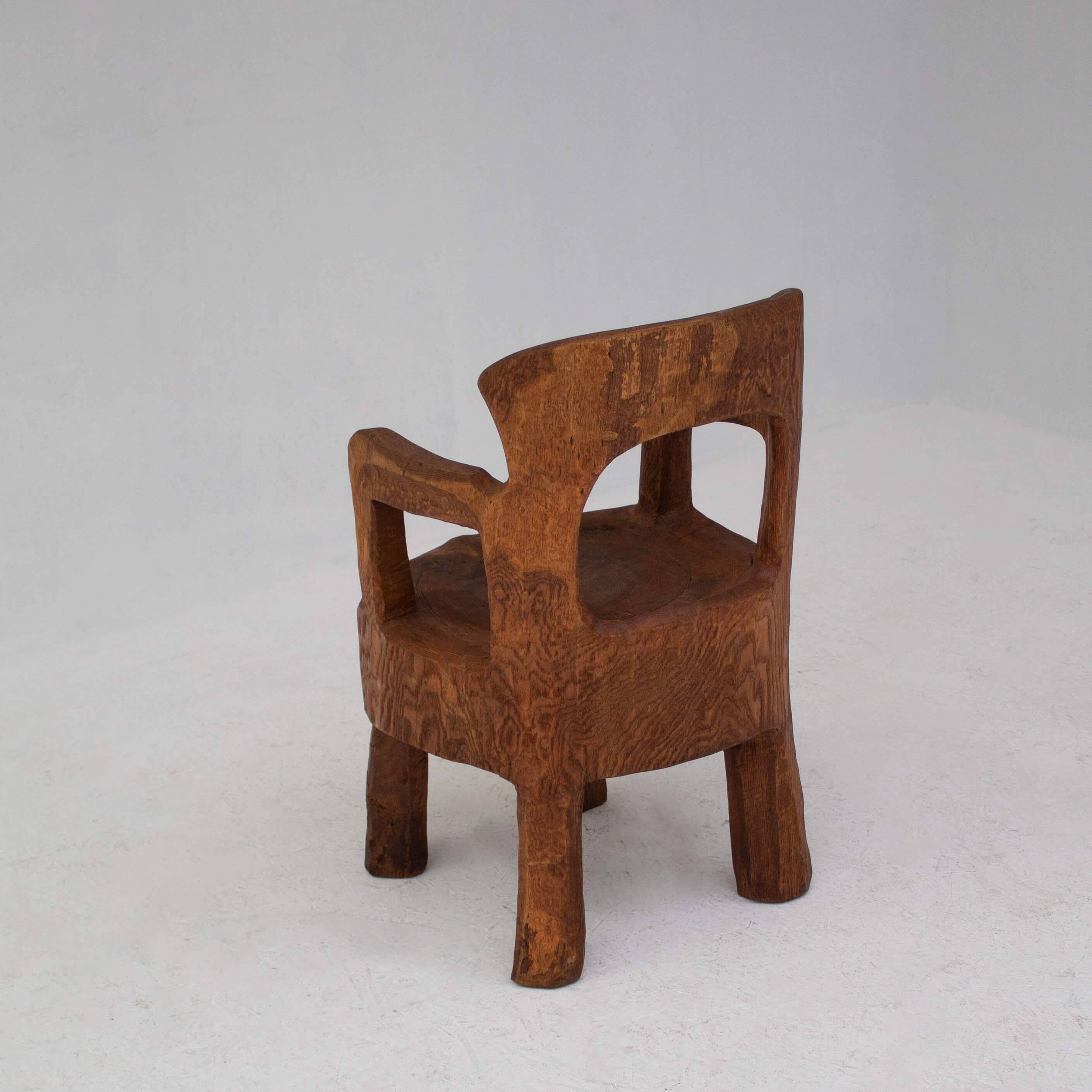 Hand carved solid wood chair, unique sculptural design