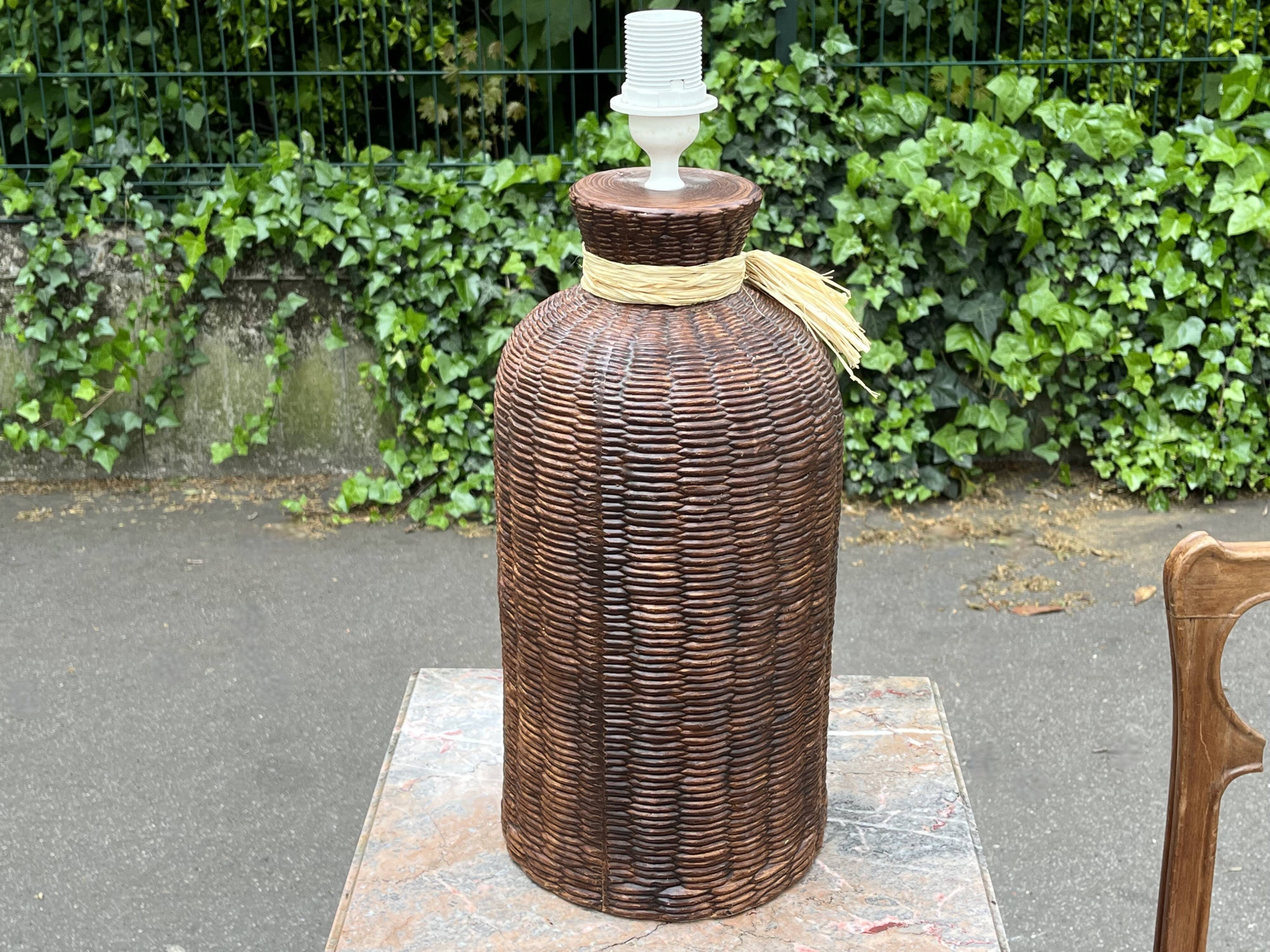 Large vintage 80s ceramic trompe l'oeil lamp