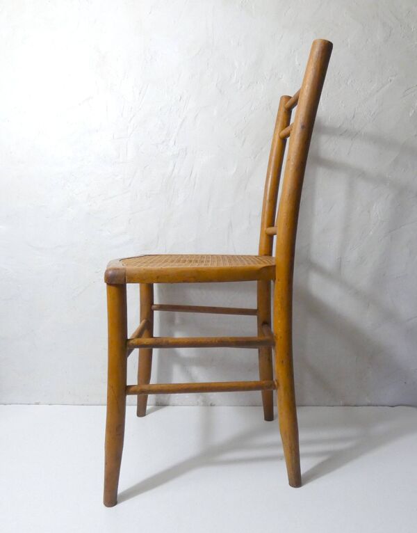 Ancienne chaise bistrot en bois et cannage