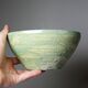 Vintage XX-XIXth century celadon blue-green ceramic artisan bowl wabi-sabi.